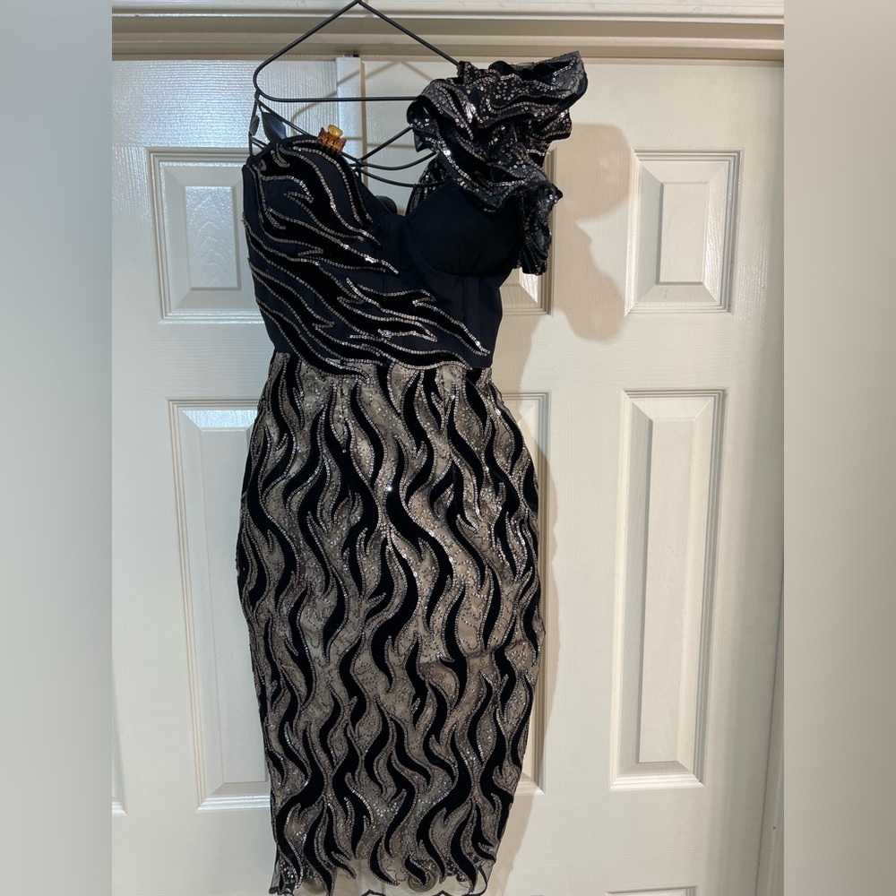 OOAK vintage cold shoulder formal cocktail dress